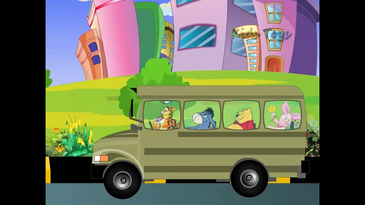 Wheels on The Bus Rhymes Winnie The Pooh Cartoon | English Rhymes For Kids