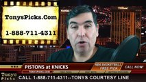 New York Knicks vs. Detroit Pistons Free Pick Prediction NBA Pro Basketball Odds Preview 1-2-2015