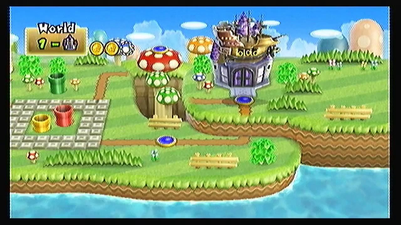 Wii gameplay level 2-1 New Super Mario Bross.avi