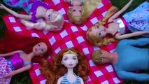 Disney Frozen Anna and Elsa Go Camping with Kristoff, Ariel, Rapunzel and Merida for Annas Birthday