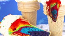 Rainbow Ice Cream Cone Cupcakes! How to Bake a RAINBOW Cupcake IN AN ICE CREAM CONE!