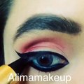 Pink eye makeup with desio contact lenses in smokygrey