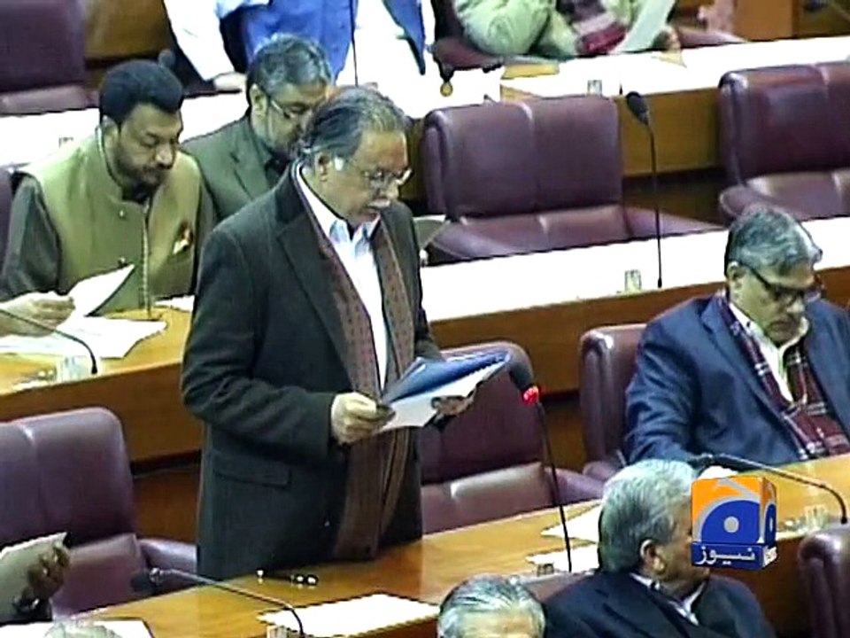Parvez Rasheed presented Bill in NA-04 Jan 2015