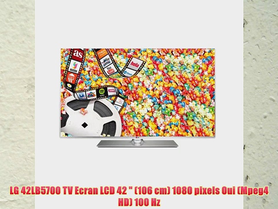 LG 42LB5700 TV Ecran LCD 42  (106 cm) 1080 pixels Oui (Mpeg4 HD) 100 Hz