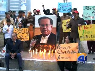 Gathering in memory of Taseer attacked in Lahore-Geo Reports-04 Jan 2015