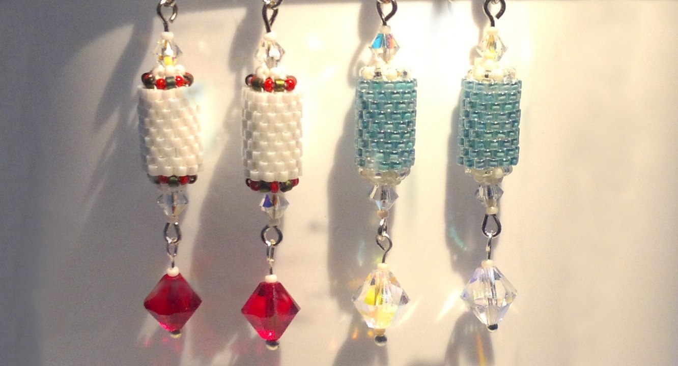 Beading4perfectionists : Tubular odd peyote earrings beading tutorial