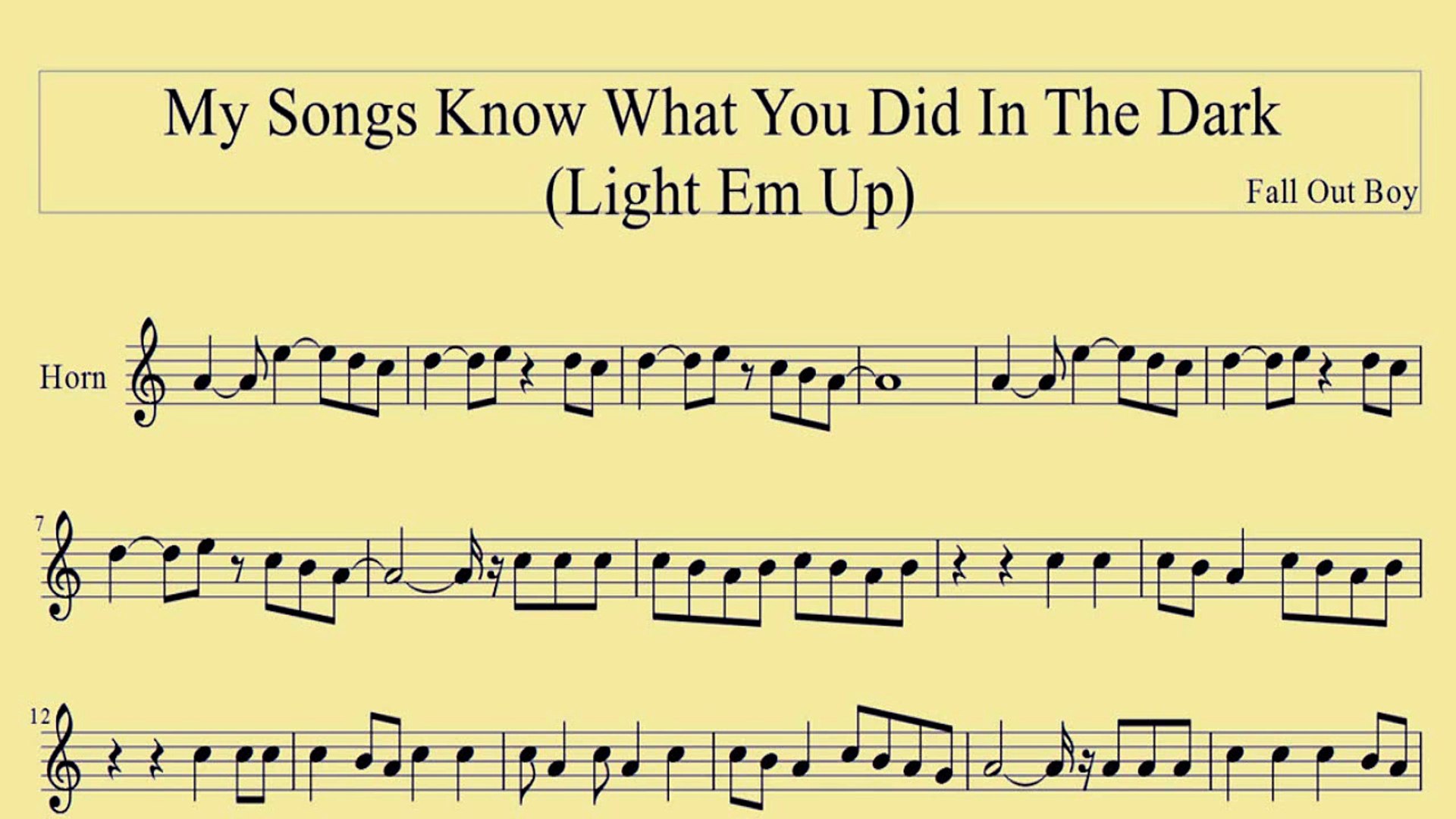 ⁣[ French horn ] My Songs Know What You Did In The Dark  - Fall Out Boy  - www.downloadsheetmusic.com