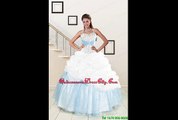 strapless embroidery lace up blue satin floor length quinceanera gown