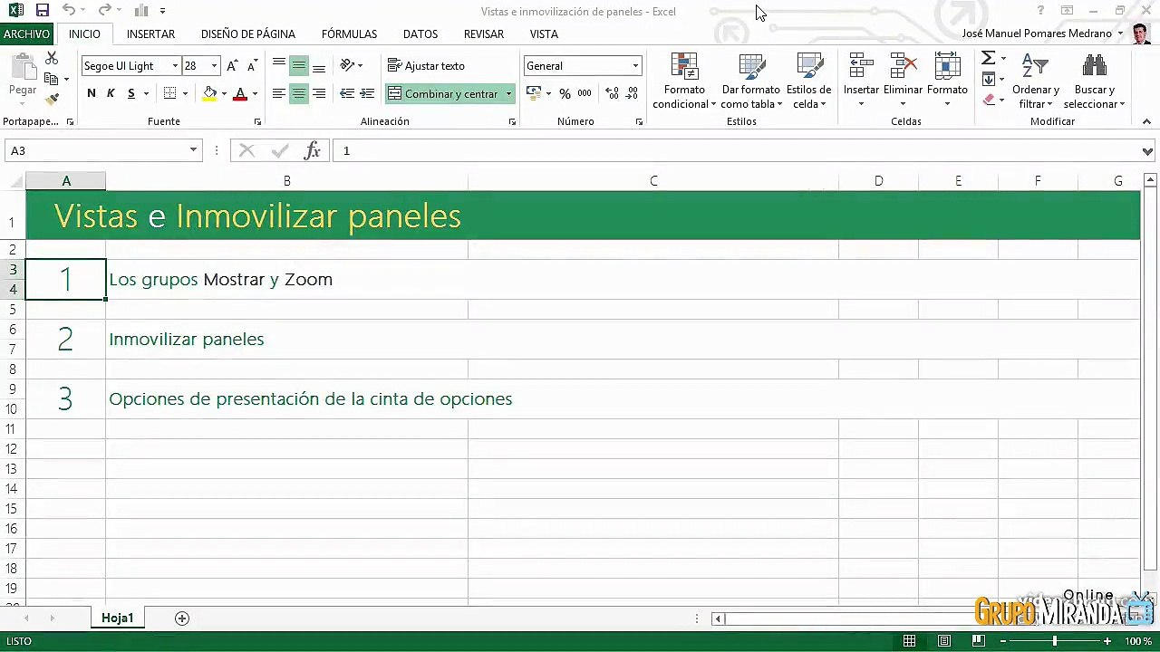 02.06 Vistas e inmovilización de paneles en Excel