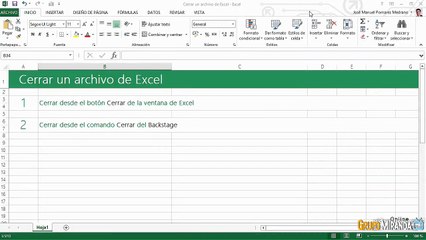 03.06 Cerrar un archivo en Excel 2013