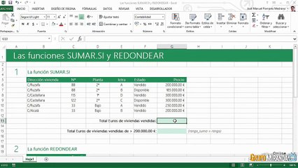 07.04 Las funciones SUMAR.SI y REDONDEAR