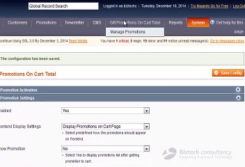 Magento Gift Promotions on Cart Total Extension by Biztech Consultancy