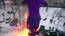 mad guy buring himself watch n share