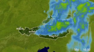Prognosevideo Niederschlagsentwicklung der nächsten 12 Stunden in Österreich