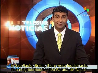 Vandals set bus on fire in Sao Paulo