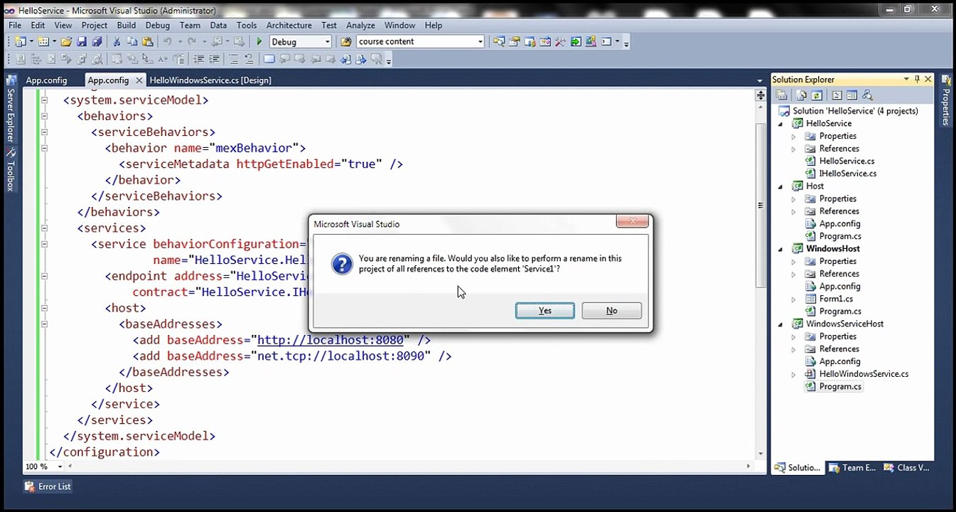 Part 27   Hosting a wcf service in a windows service