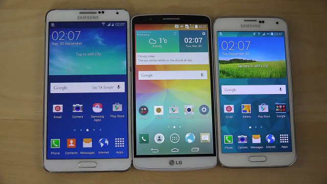 Android 5.0 Lollipop Samsung Galaxy Note 3 vs. Samsung Galaxy S5 vs. LG G3 - Which Is Faster (4K)
