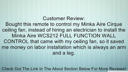 Minka Aire RCS212 Hand Held AireControl Remote System - Flat White Review