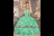 appliqued and beading quinceanera gown in apple green