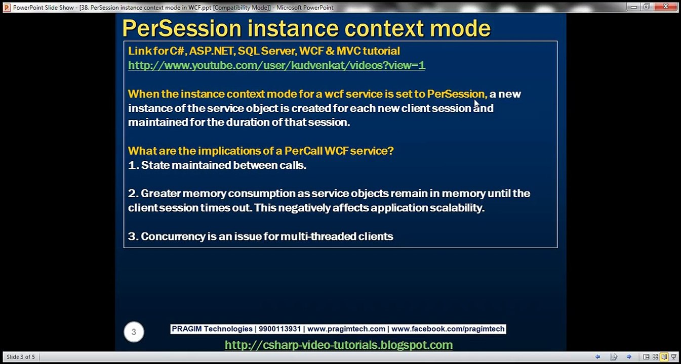 Part 38   PerSession instance context mode in WCF