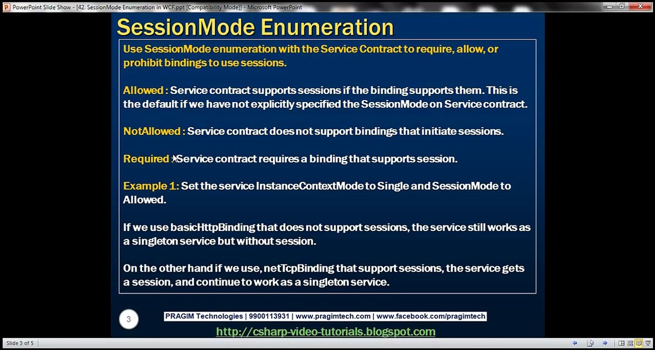 Part 42 SessionMode Enumeration in WCF