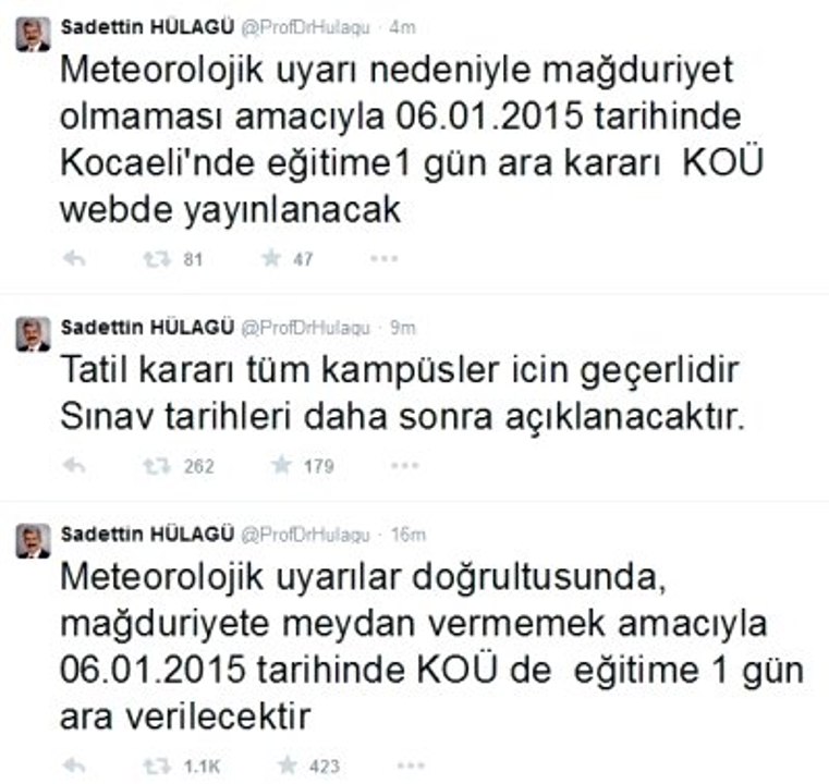 Kocaeli'de Okullar Tatil