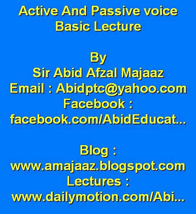 First Lecture Of Active Passive Voice By Sir Abid Afzal Majaaz