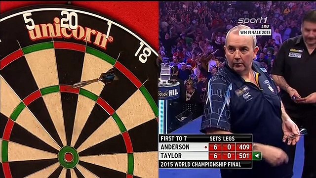 ANDERSON TRIFFT IM DARTS-WM-FINALE AUF TAYLOR - SET 6 - Moderator_ Elmar u. Shorty-SPORT1[Deutsch]‬‏