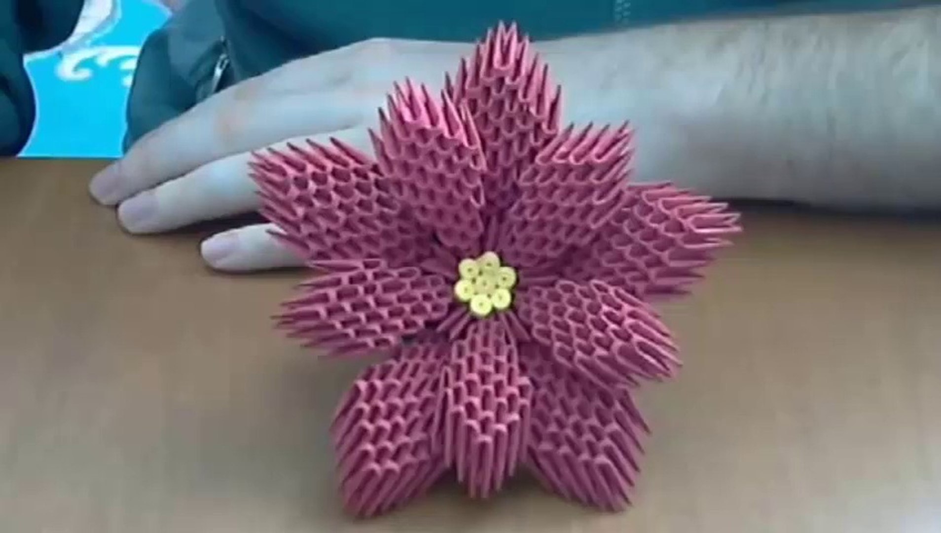 How to make 3d origami flower model1 - video Dailymotion