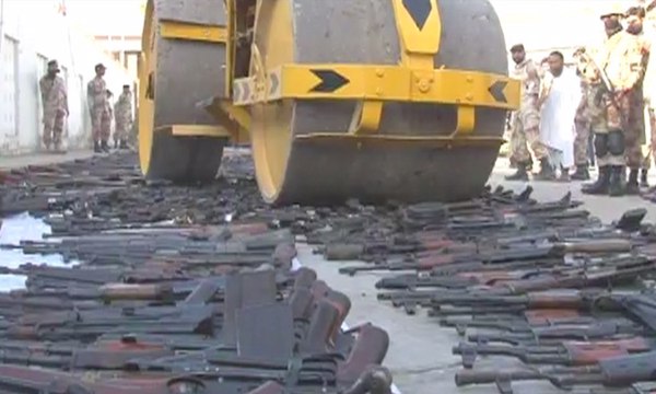 Rangers destroyed illegal weapons in karachi