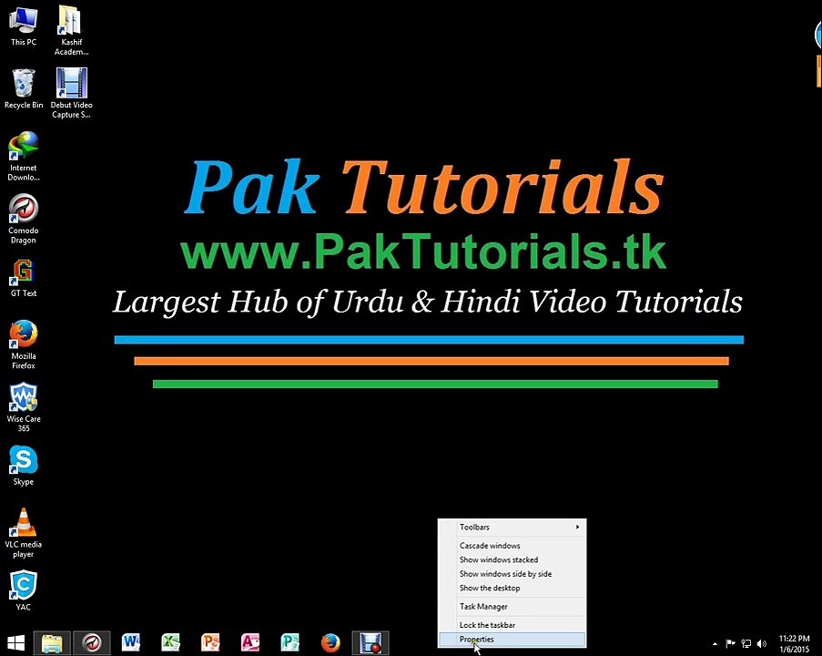 how to hide the taskbar in window 7 or 8