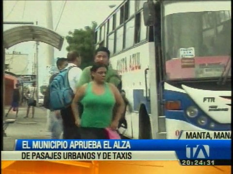 Manta eleva el pasaje de transporte urbano de 25 a 30 centavos de dólar