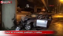 İzmir iki otomobil çarpıştı 3 yaralı