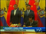 Presidente Correa firma convenios de ayuda con China
