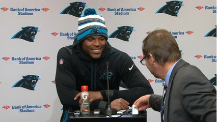 Cam Newton teases reporter about style