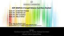AÖF ARAPÇA-3 Ünite 07-10 Erol Balcı Paylaşımı Songül Ablanın Ders Özetleri DM