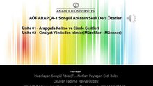 AÖF ARAPÇA-1 Ünite 01-02 Erol Balcı Paylaşımı Songül Ablanın Ders Özetleri