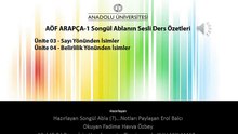 AÖF ARAPÇA-1 Ünite 03-04 Erol Balcı Paylaşımı Songül Ablanın Ders Özetleri