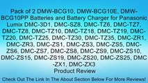 Pack of 2 DMW-BCG10, DMW-BCG10E, DMW-BCG10PP Batteries and Battery Charger for Panasonic Lumix DMC-3D1, DMC-SZ8, DMC-TZ6, DMC-TZ7, DMC-TZ8, DMC-TZ10, DMC-TZ18, DMC-TZ19, DMC-TZ20, DMC-TZ25, DMC-TZ30, DMC-TZ35, DMC-ZR1, DMC-ZR3, DMC-ZS1, DMC-ZS3, DMC-ZS5,