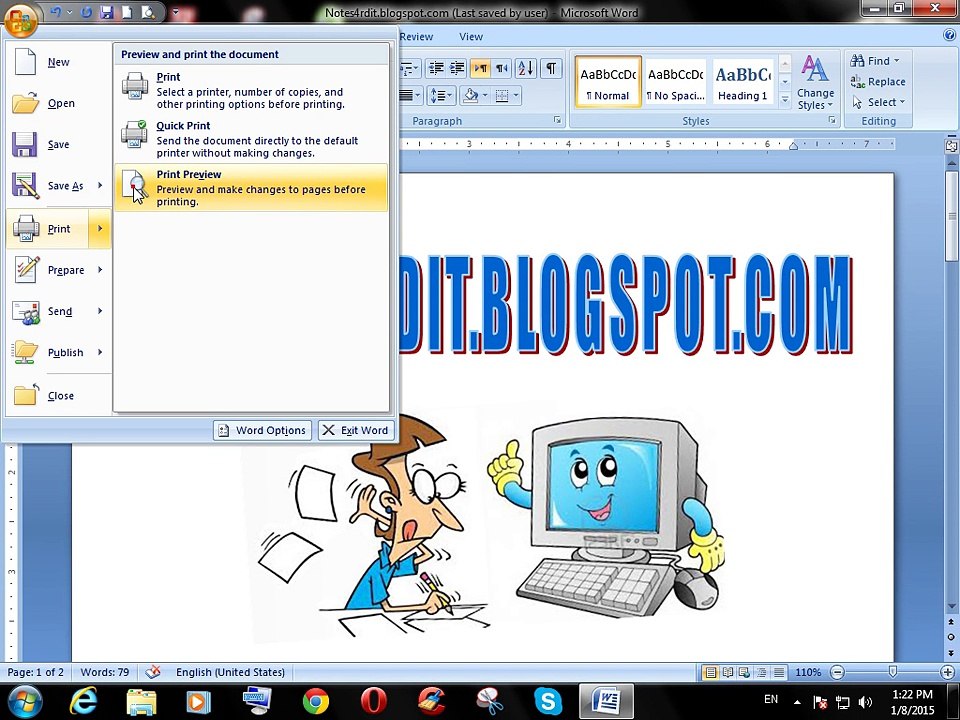 MS WORD 2007 print preview  IN URDU