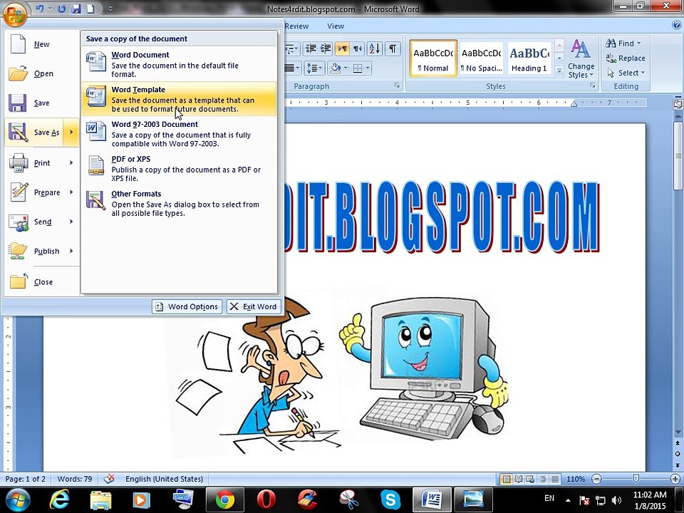 HOW TO SAVE A FILE IN MS WORD 2007 IN URDU