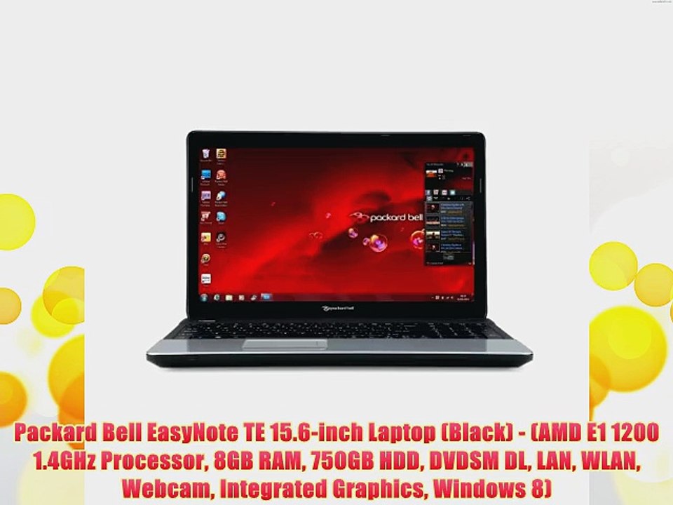 Packard Bell EasyNote TE 15.6-inch Laptop (Black) - (AMD E1 1200 1.4GHz Processor 8GB RAM 750GB