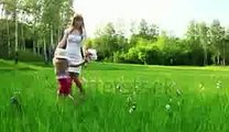 Sexy Mother and child dancing in the field mother kisses her daughter dolly hd