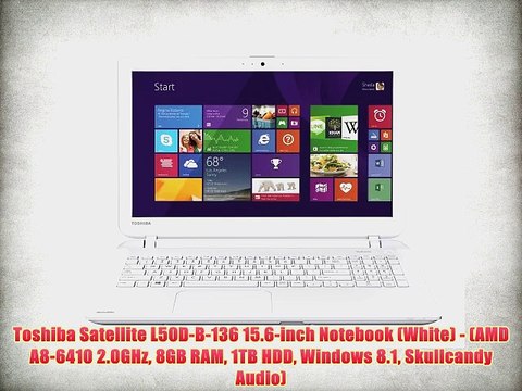 Toshiba Satellite L50D-B-136 15.6-inch Notebook (White) - (AMD A8-6410 2.0GHz 8GB RAM 1TB HDD