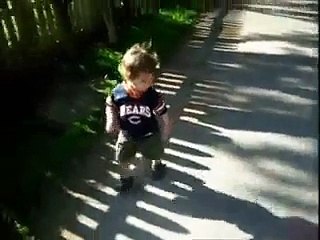Cute Little Boy Is Scared Of His Own Shadow.
