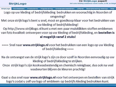 Logo kleding bedrijfskleding bedrukken Noorden