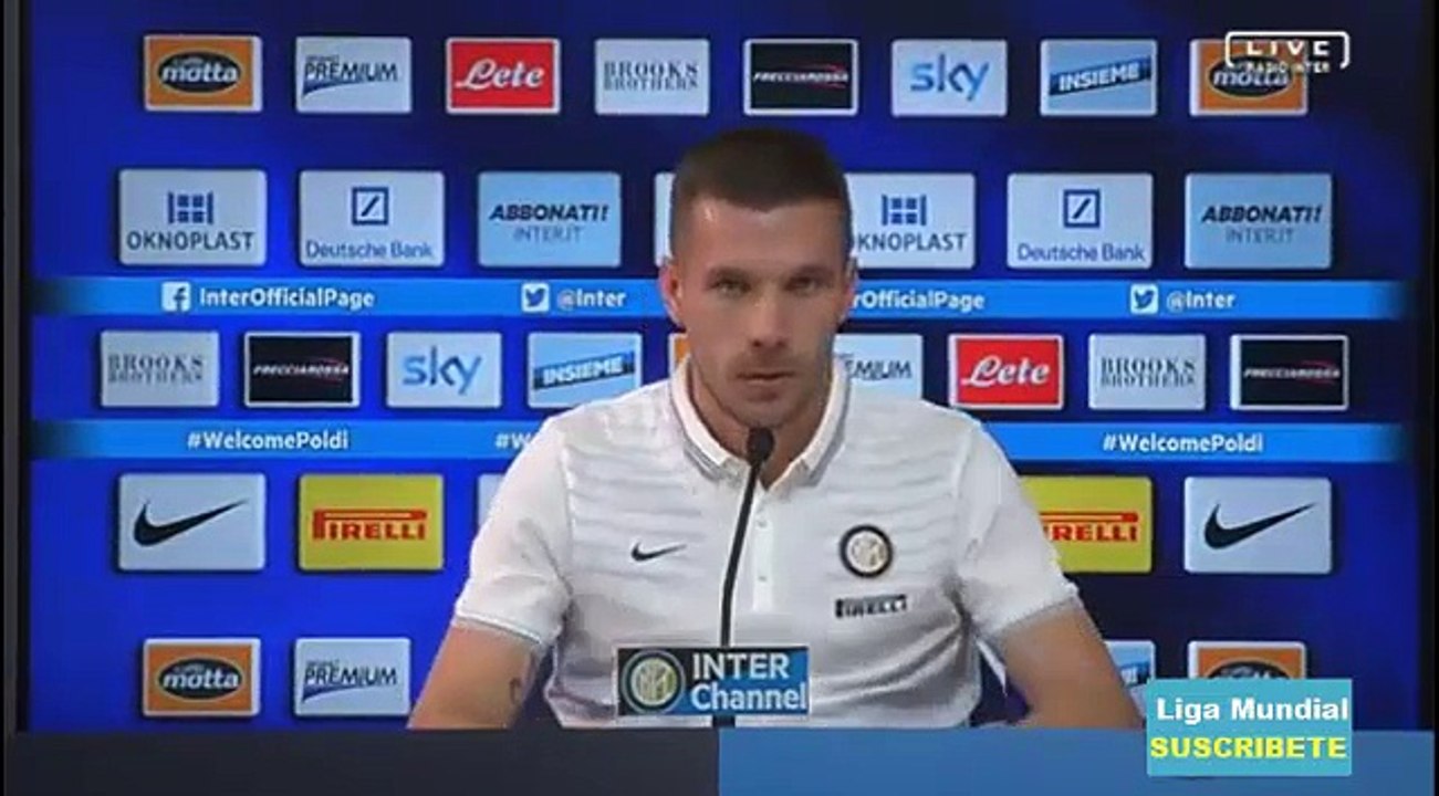 Lukas Podolski press conference with Internazionale Milan