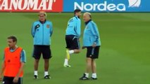 Sergio Ramos misses a sitter in training