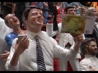 Napoli - San Gregorio Armeno, trionfa il pastore di Renzi con gli 80 euro (31.12.14)