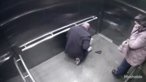 Police officer accidentally shooting himself with his gun - Elevator footage